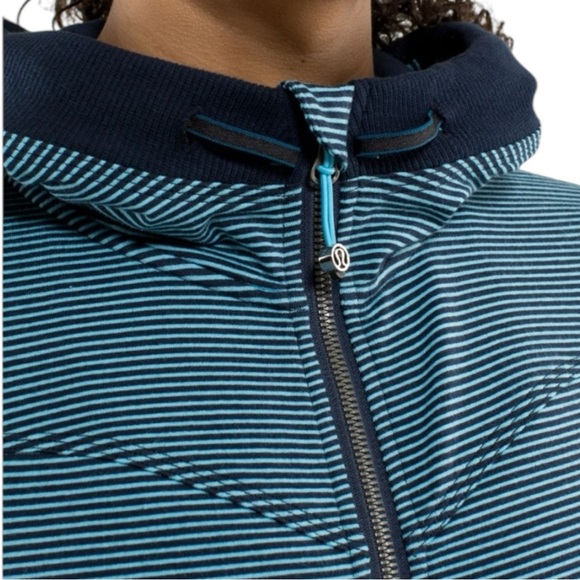 Lululemon Bliss Break Hoodie Size 6 Wagon Stripe Inkwell Blue Moon / Ink… - Picture 2 of 13